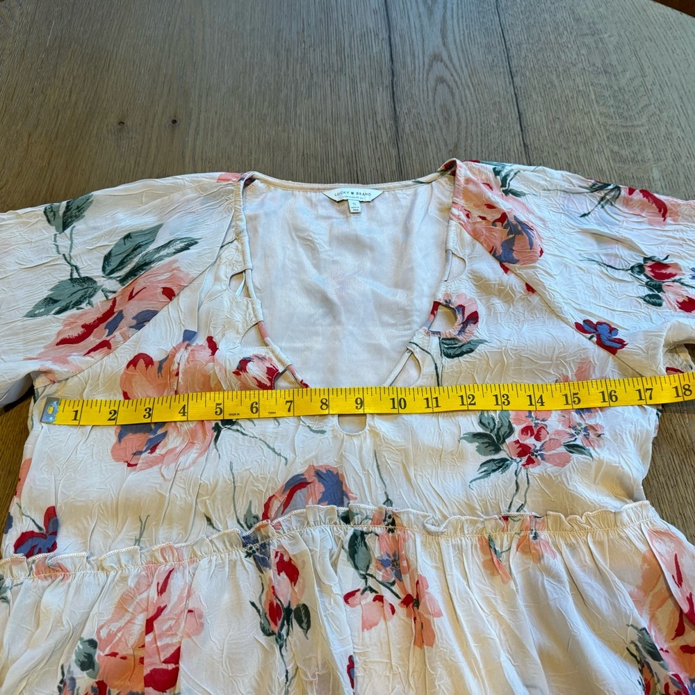 Lucky Brand / Floral Peasant Blouse Sz S - Picture 9 of 11